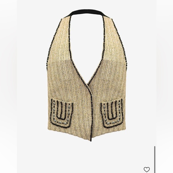$300 Mes Demoiselles Paris Nathy Raffia Woven Halter Vest FR36 - Picture 7 of 11